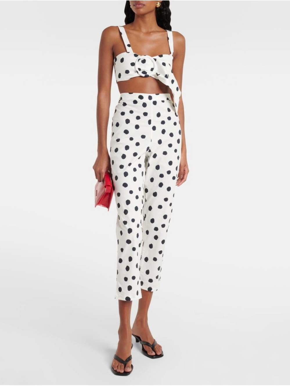 Polka Dot Ankle Pants in White/Black